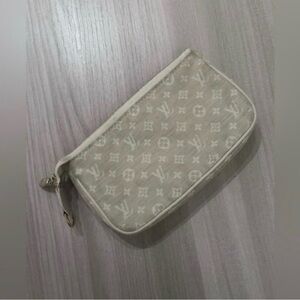 Louis Vuitton Light Beige Monogram Canvas Wrist Pouch with Gold Hardware